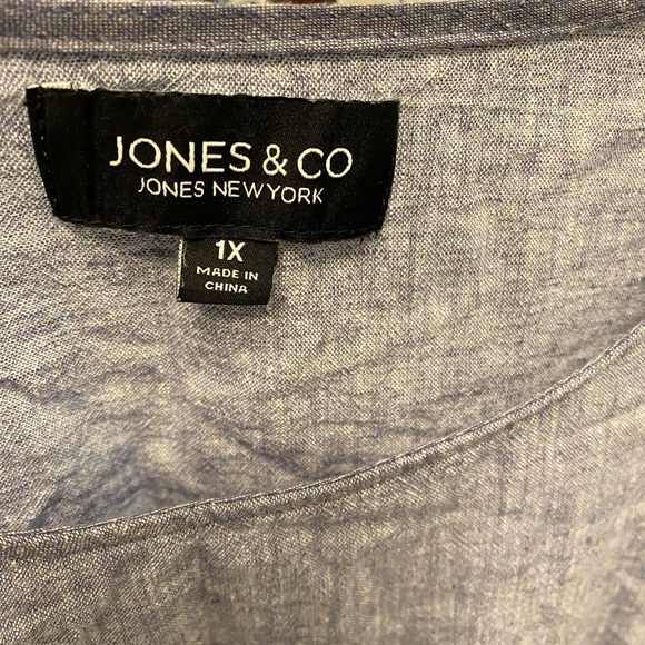 Jones & Co Linen Chambray Asymmetrical Longline Tunic Top 1X - Picture 6 of 6